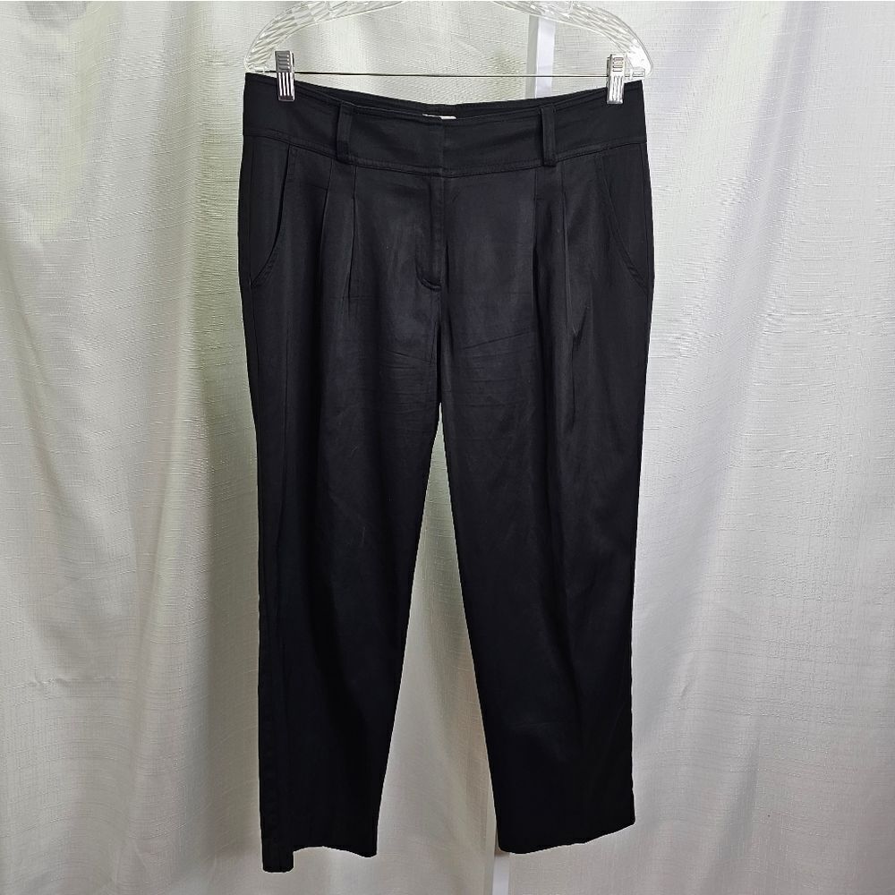 Cache Black Satin Finish Straight Leg Trousers Size 8